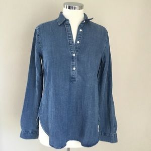 Loft Chambray Half-Button Long Sleeve - NWT, XS